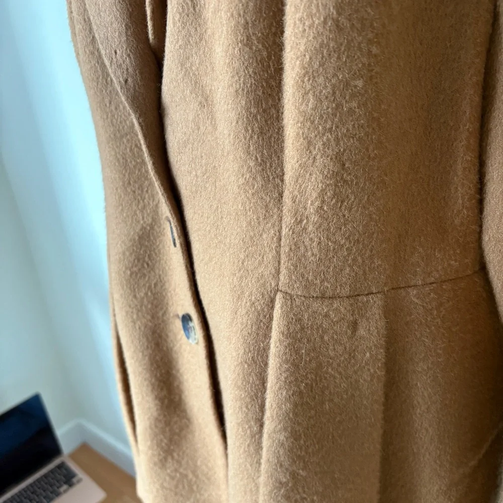 Peruvian Connection Swampscott Baby Alpaca Camel Brown Box Pleated Coat Size 12